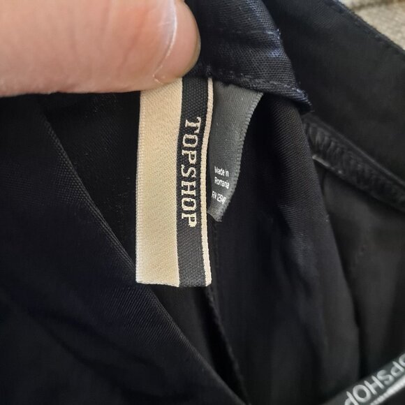 Topshop High Waist Wide Leg Black Cropped Pants EUC 6 - Picture 6 of 10